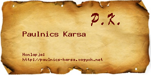 Paulnics Karsa névjegykártya